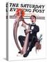 "Offkey Harpist," Saturday Evening Post Cover, April 4, 1925-Elbert Mcgran Jackson-Stretched Canvas