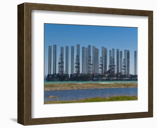 Offshore Oil Rigs at the Baku Bay, Near Baku, Azerbaijan, Central Asia, Asia-Michael Runkel-Framed Photographic Print