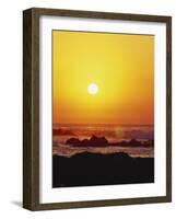 Offshore Rocks at Sunset, Pacific Grove, Monterey Peninsula, California, USA-Stuart Westmoreland-Framed Photographic Print