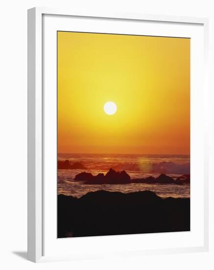 Offshore Rocks at Sunset, Pacific Grove, Monterey Peninsula, California, USA-Stuart Westmoreland-Framed Photographic Print