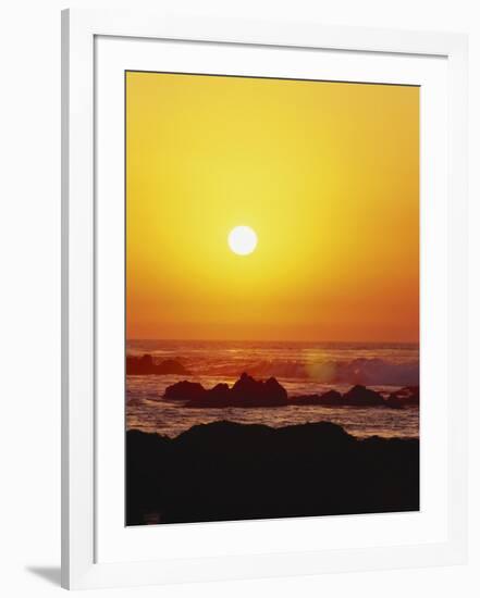 Offshore Rocks at Sunset, Pacific Grove, Monterey Peninsula, California, USA-Stuart Westmoreland-Framed Photographic Print