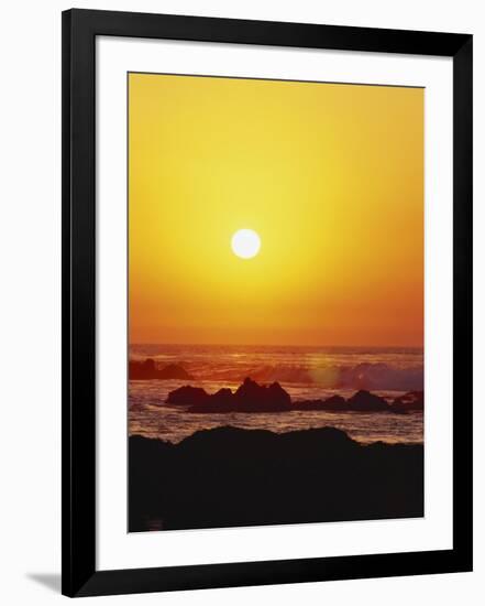 Offshore Rocks at Sunset, Pacific Grove, Monterey Peninsula, California, USA-Stuart Westmoreland-Framed Photographic Print