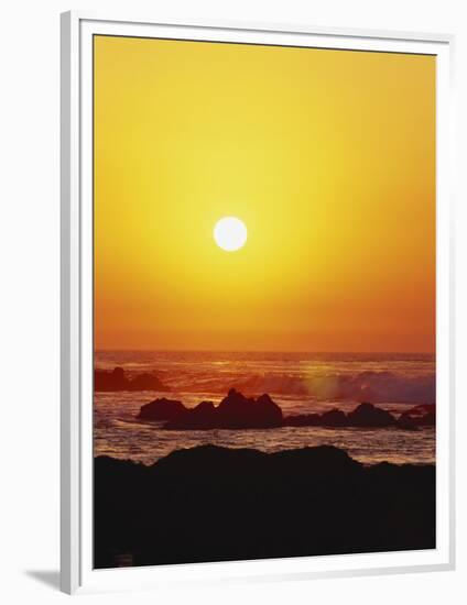 Offshore Rocks at Sunset, Pacific Grove, Monterey Peninsula, California, USA-Stuart Westmoreland-Framed Photographic Print