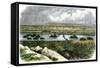 Ogalalla, Nebraska, on the South Platte River, Railroad Shipping Point for Texas Cattle Drives-null-Framed Stretched Canvas