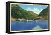 Ogden, Utah - Odgen Canyon, Scenic View of Sailboats on Pine View Lake, c.1938-Lantern Press-Framed Stretched Canvas