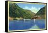 Ogden, Utah - Odgen Canyon, Scenic View of Sailboats on Pine View Lake, c.1938-Lantern Press-Framed Stretched Canvas