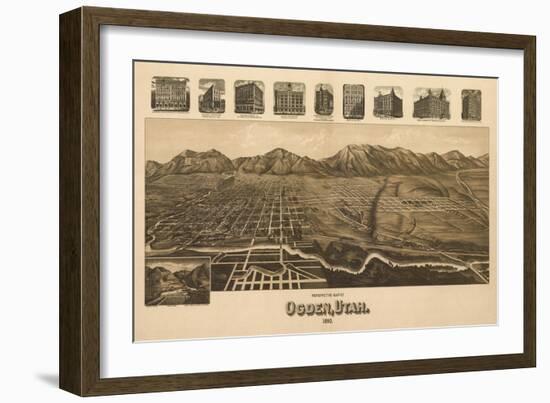 Ogden, Utah - Panoramic Map-Lantern Press-Framed Art Print