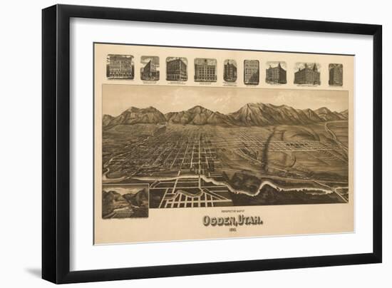 Ogden, Utah - Panoramic Map-Lantern Press-Framed Art Print