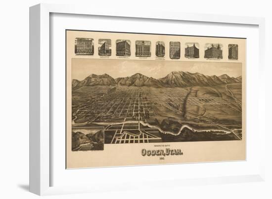 Ogden, Utah - Panoramic Map-Lantern Press-Framed Art Print