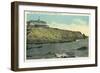 Ogunquit, Maine - View of Bald Head Cliff and Exterior of Cliff House No. 2-Lantern Press-Framed Art Print