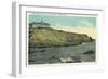 Ogunquit, Maine - View of Bald Head Cliff and Exterior of Cliff House No. 2-Lantern Press-Framed Art Print