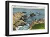 Ogunquit, Maine - Where the Ocean Meets the Shore Along the Marginal Way-Lantern Press-Framed Art Print