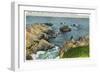 Ogunquit, Maine - Where the Ocean Meets the Shore Along the Marginal Way-Lantern Press-Framed Art Print