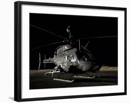 OH-58D Kiowa Sits on its Pad at Night-Stocktrek Images-Framed Photographic Print