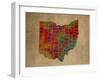 OH Colorful Counties-Red Atlas Designs-Framed Giclee Print