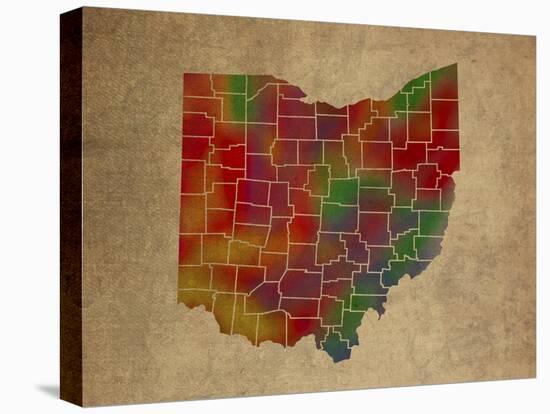 OH Colorful Counties-Red Atlas Designs-Stretched Canvas