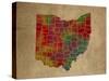 OH Colorful Counties-Red Atlas Designs-Stretched Canvas