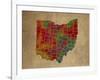 OH Colorful Counties-Red Atlas Designs-Framed Premium Giclee Print