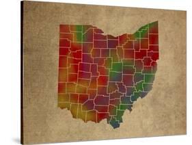 OH Colorful Counties-Red Atlas Designs-Stretched Canvas