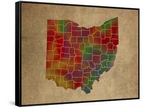 OH Colorful Counties-Red Atlas Designs-Framed Stretched Canvas