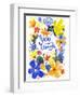 Oh Happy Day Floral - Orange/Blue - You Are Enough Card-Kerstin Stock-Framed Art Print