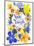 Oh Happy Day Floral - Orange/Blue - You Are Enough Card-Kerstin Stock-Mounted Art Print