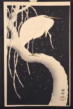 Heron in the Snow, c. 1925 by Ohara Koson. Fine Art Reproduction.