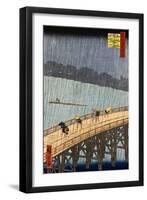 Ohashi, Sudden Shower at Atake by Ando Hiroshige-Stefano Bianchetti-Framed Giclee Print