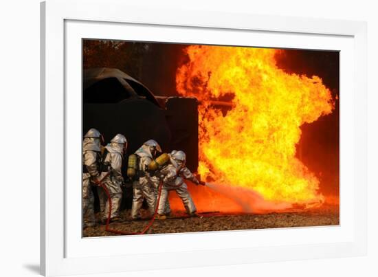 Ohio Air National Guardsmen Extinguish an Aircraft Fire in Training Exercise, 2010-null-Framed Photo