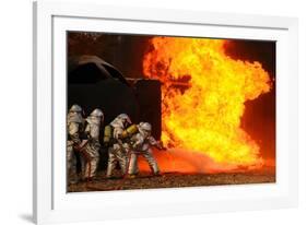 Ohio Air National Guardsmen Extinguish an Aircraft Fire in Training Exercise, 2010-null-Framed Photo