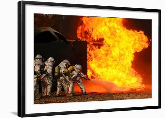 Ohio Air National Guardsmen Extinguish an Aircraft Fire in Training Exercise, 2010-null-Framed Photo