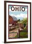 Ohio - Barnyard Scene-Lantern Press-Framed Art Print