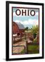 Ohio - Barnyard Scene-Lantern Press-Framed Art Print