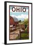 Ohio - Barnyard Scene-Lantern Press-Framed Art Print