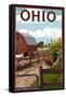 Ohio - Barnyard Scene-Lantern Press-Framed Stretched Canvas