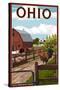 Ohio - Barnyard Scene-Lantern Press-Stretched Canvas