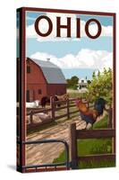 Ohio - Barnyard Scene-Lantern Press-Stretched Canvas