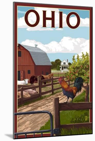 Ohio - Barnyard Scene-Lantern Press-Mounted Art Print