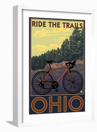 Ohio - Bicycle Ride the Trails-Lantern Press-Framed Art Print