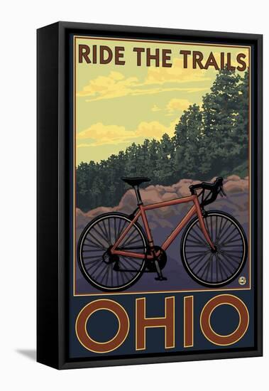 Ohio - Bicycle Ride the Trails-Lantern Press-Framed Stretched Canvas