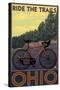 Ohio - Bicycle Ride the Trails-Lantern Press-Stretched Canvas