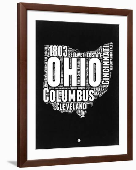 Ohio Black and White Map-NaxArt-Framed Art Print