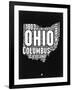 Ohio Black and White Map-NaxArt-Framed Art Print