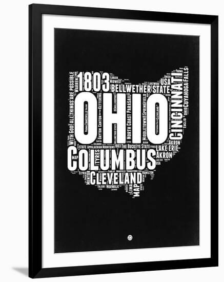 Ohio Black and White Map-NaxArt-Framed Art Print