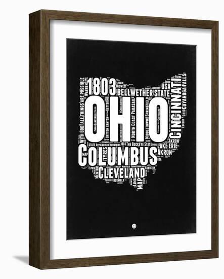 Ohio Black and White Map-NaxArt-Framed Art Print