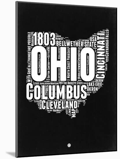 Ohio Black and White Map-NaxArt-Mounted Art Print