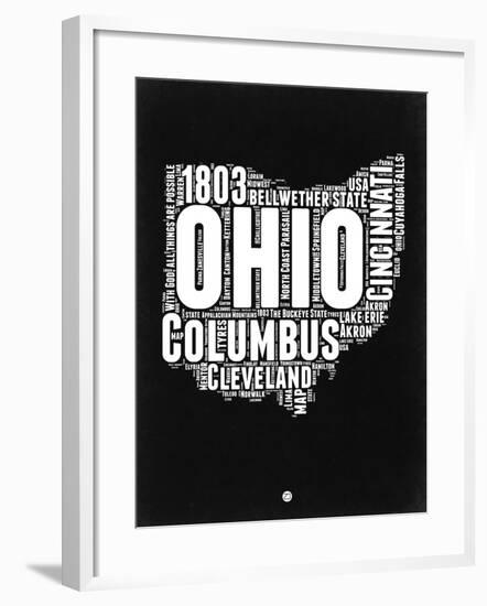 Ohio Black and White Map-NaxArt-Framed Art Print