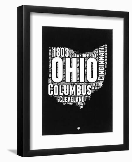 Ohio Black and White Map-NaxArt-Framed Art Print