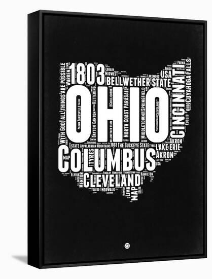 Ohio Black and White Map-NaxArt-Framed Stretched Canvas