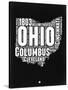 Ohio Black and White Map-NaxArt-Stretched Canvas